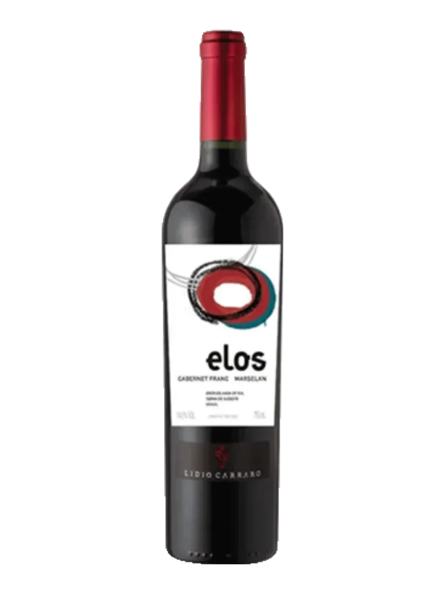 Garrafa do vinho Elos Cabernet Franc x Marselan, 63% Cabernet Franc, 37% Marselan 2018, Brasil
