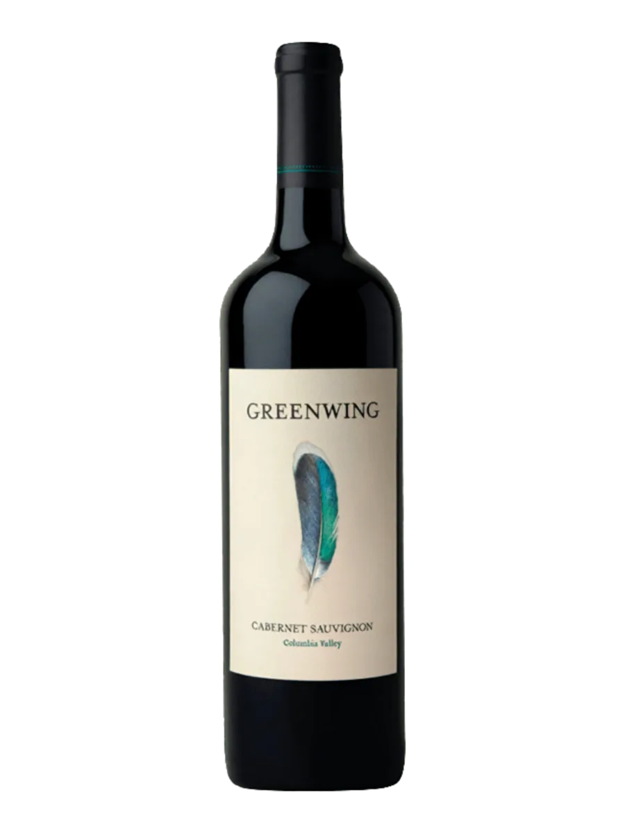 Garrafa do vinho Greenwing Cabernet Sauvignon, 85% Cabernet Sauvignon, 13% Malbec, 2% Syrah 2022, Estados Unidos