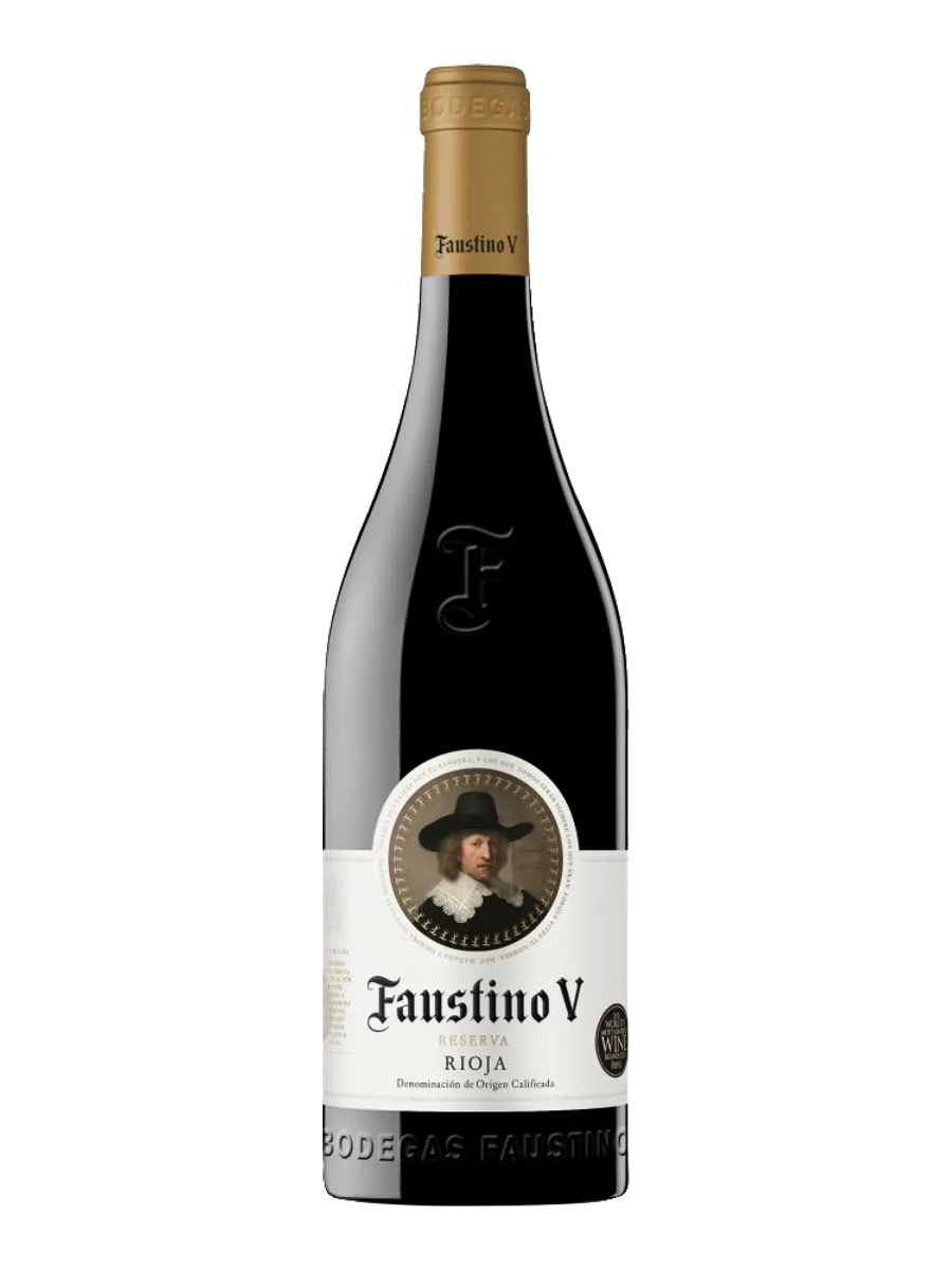 Garrafa do vinho Faustino V Reserva, Tempranillo, Mazuelo 2018, Espanha
