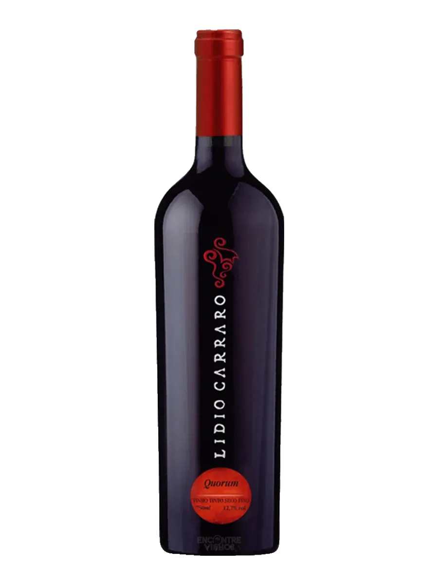 Garrafa do vinho Grande Vindima Quorum Blend, 38% Merlot, 30% Cabernet Sauvignon, 20% Cabernet Franc, 12% Tannat 2013, Brasil
