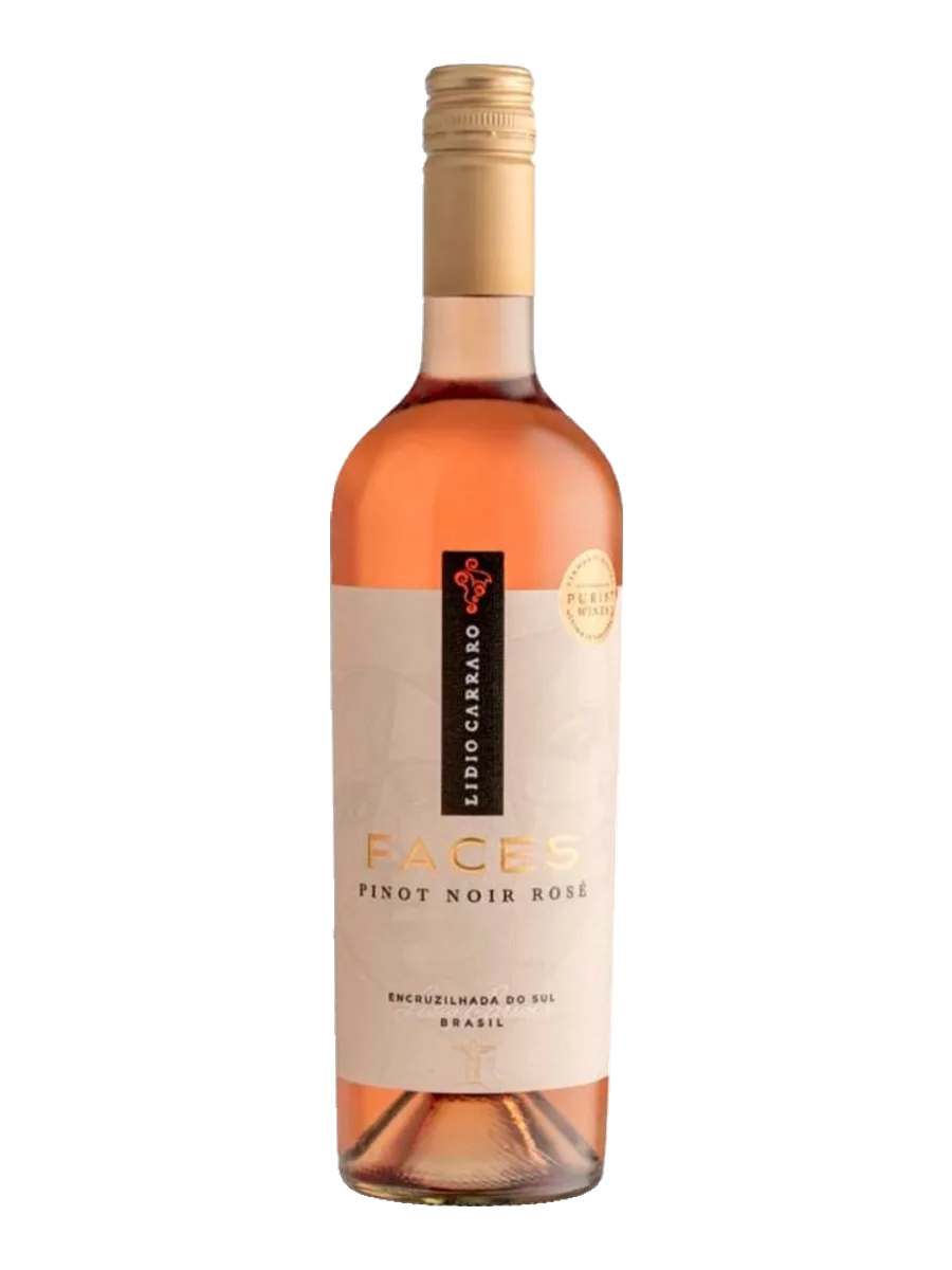 Garrafa do vinho Faces Rosé, 80% Pinot Noir, 15% Merlot, 5% Touriga Nacional 2025, Brasil