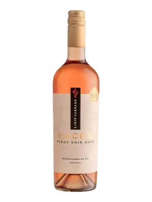 Garrafa do vinho Faces Rosé, 80% Pinot Noir, 15% Merlot, 5% Touriga Nacional 2025, Brasil